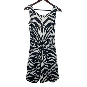 Kate Spade | Jillian White Black Zebra Linen Sleeveless Dress